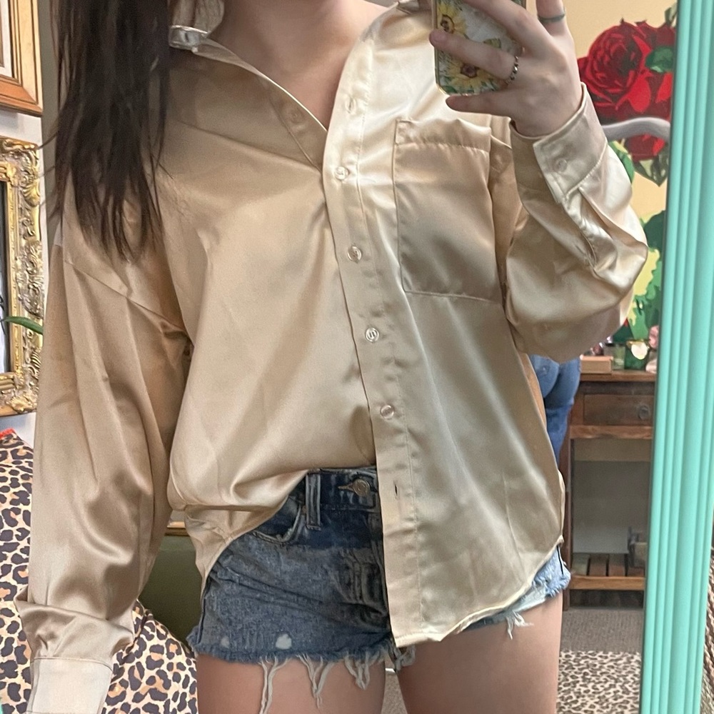 Rodeo Quincy Silk champagne button up